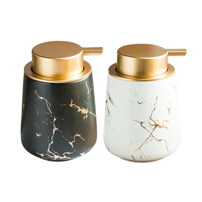 ソープディスペンサー 液体 ソープボトル 大理石柄 大理石風 おしゃれ 陶器 詰め替え容器 ハンドソープボトル セラミック製