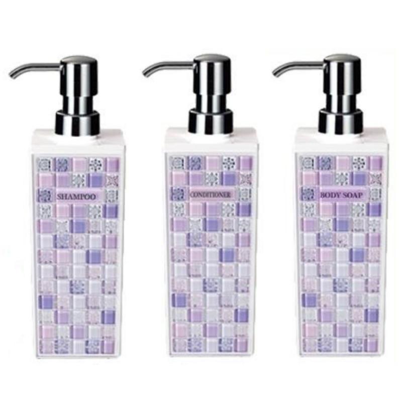 ピアストレラ ディスペンサー詰め替えボトル3本セット(シャンプー・コンディショナー・ボディソープ) 角型 大(500ml)