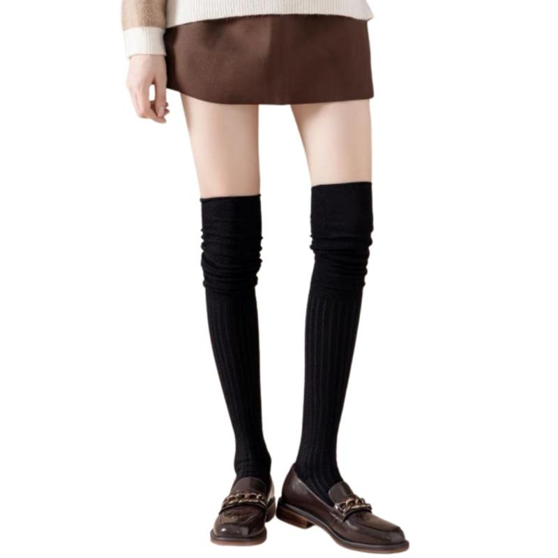 [Nestkanina] オーバーニーソックス 2足セット 太もも 美脚 脚長 レディース ロング ニーハイ 無地 履きやすい 靴下 保温 防寒 通勤 通学 22-24.5cm 女子 学生用 ソックス オフィス くつした 婦人用