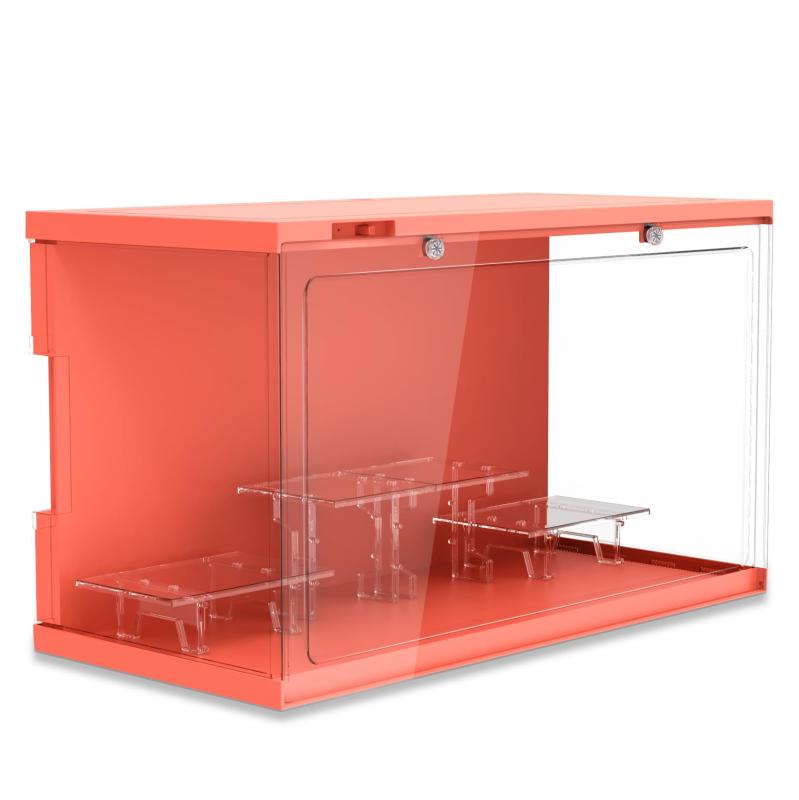 【キャンペーン】コレクションケース フィギュアケース led ディスプレイケース シューズボックス ライト センサー付き アクリルスタンドが四つ 高さ調整可 組み立て不要 卓上 横長 頑丈(3.0)