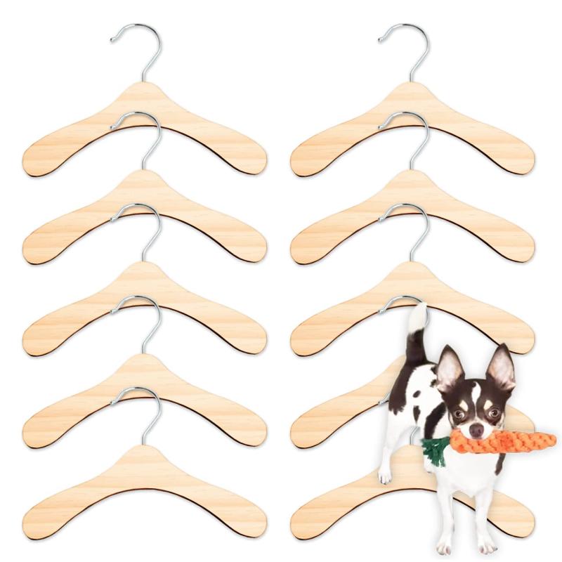 Rakuten - RERACO ペットハンガー 犬 服 ハンガー ペット用 犬用 木製 10本セット 猫 おしゃれ かわいい 小型犬 洋服 ドッグ