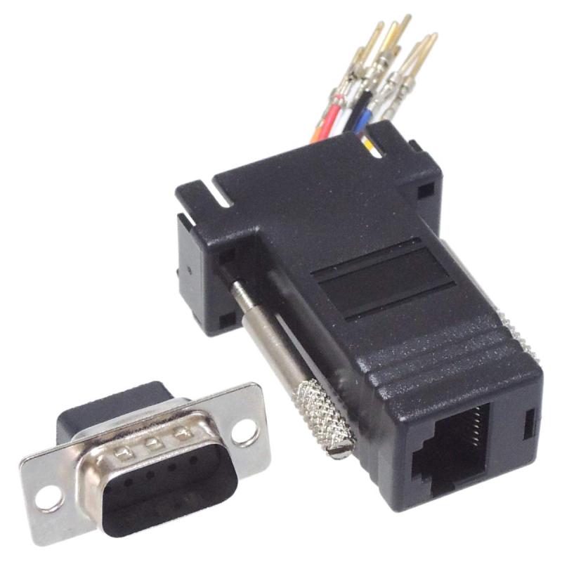 DB9メス RJ45 変換アダプター 工具不要 カスタムキット