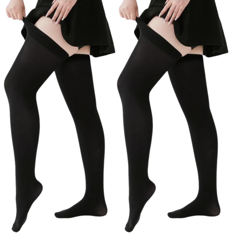 [Uccellino] 大きいサイズ 2足セット ニーハイソックス 滑り止め オーバーニーソックス ぽっちゃり 太ももゆったり