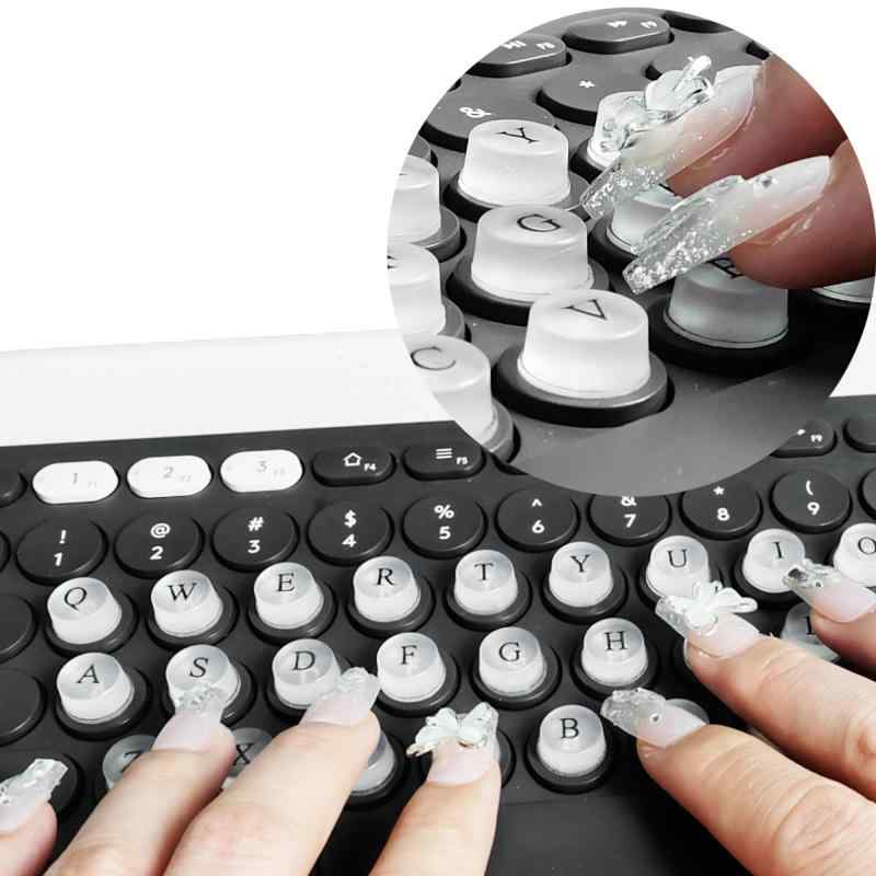 長い爪用キーボード隆起ステッカーDIY 文字デカール付きセット，ネイルアートタイピング爪の保護器，数字キーパッドの粘着キーキャップライザー