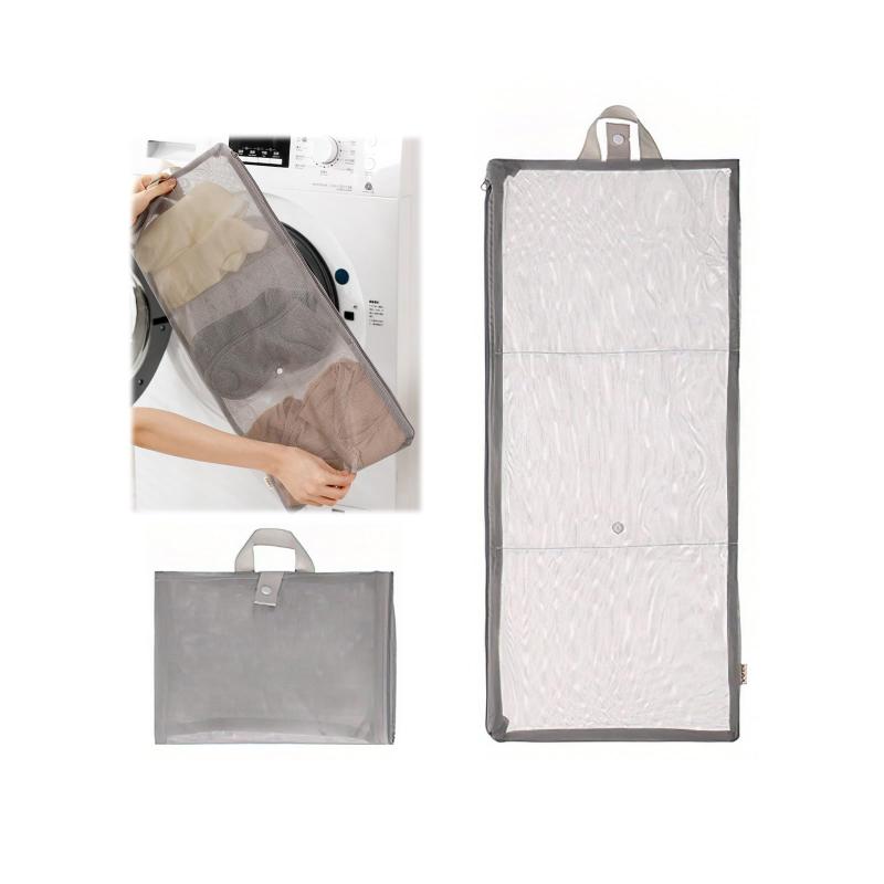 [フリランス-ショプ] 洗濯ネット ランドリーネット 大 折りたたみ式 3仕切り ジッパー付き 変形 絡み防..