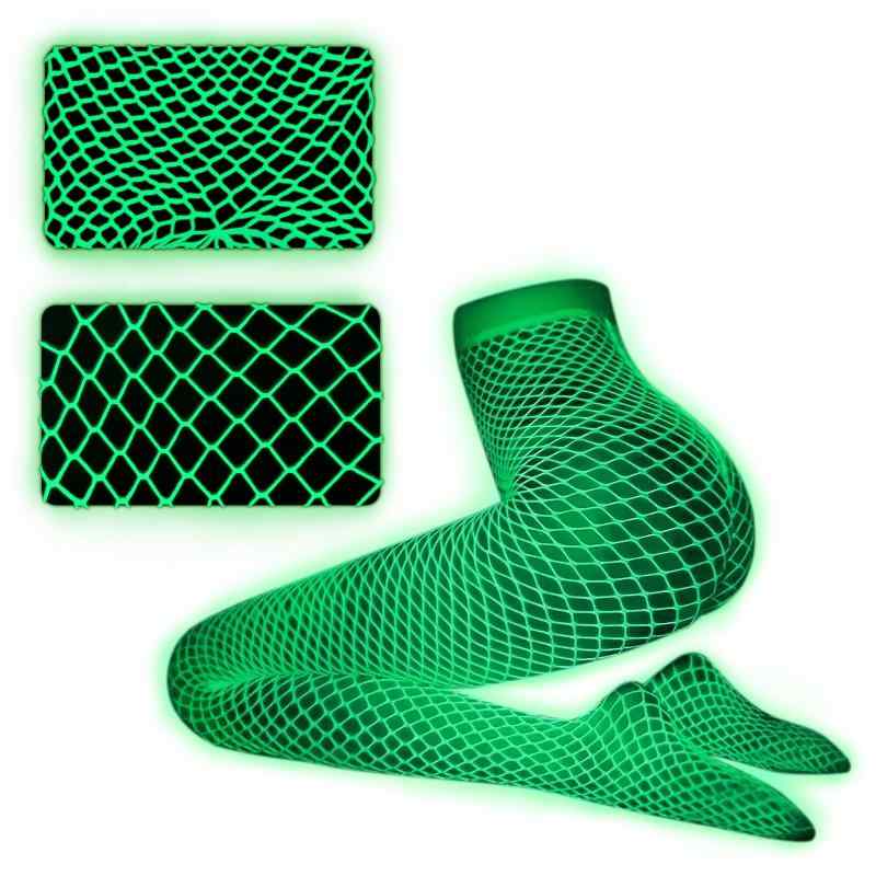 [LittleForBig] 網ストッキング レギンス【夜光網タイツ】 ハイウエス パンスト「大/小メッシュセット」の2足組 白