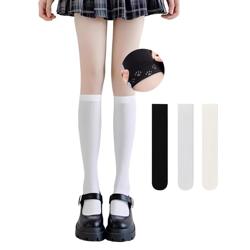 [Kayiyasu] ニーハイソックス レディース 滑り止め ハイソックス セット 接触冷感 シリコン付き ストッキング 着圧 美脚 100デニール ロングソックス 黒 白 伸縮性 通気性 靴下 パー