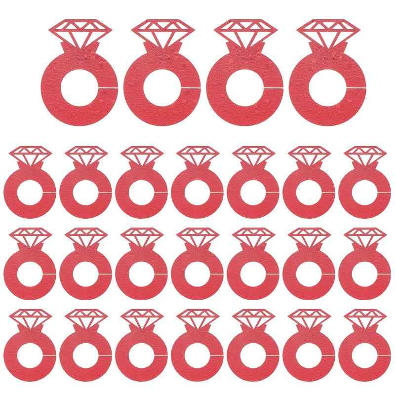 乐天商城 - [PATIKIL] ダイヤモンドリング ワイングラスマーカー 25個 紙リング ドリンクタグ シャンパン ネームタグ 結婚式 誕生日パーティー レストラン用 レッド