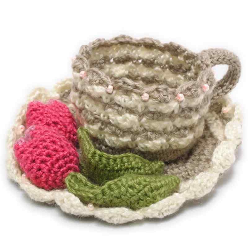 手芸キット かぎ針で編む お花のニットティーカップ チューリップ ハンドメイド 手作りキット 6001004