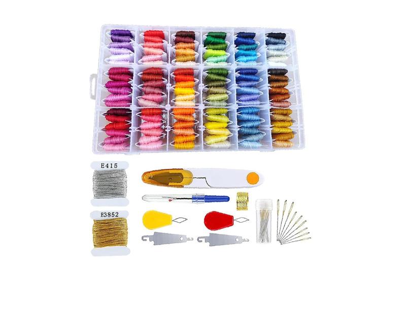 刺繍糸 108色 手縫い針付き 刺繍糸 セット 刺し子糸 1巻約8m 刺繍 セット ポリエステル刺しゅう糸セッ..