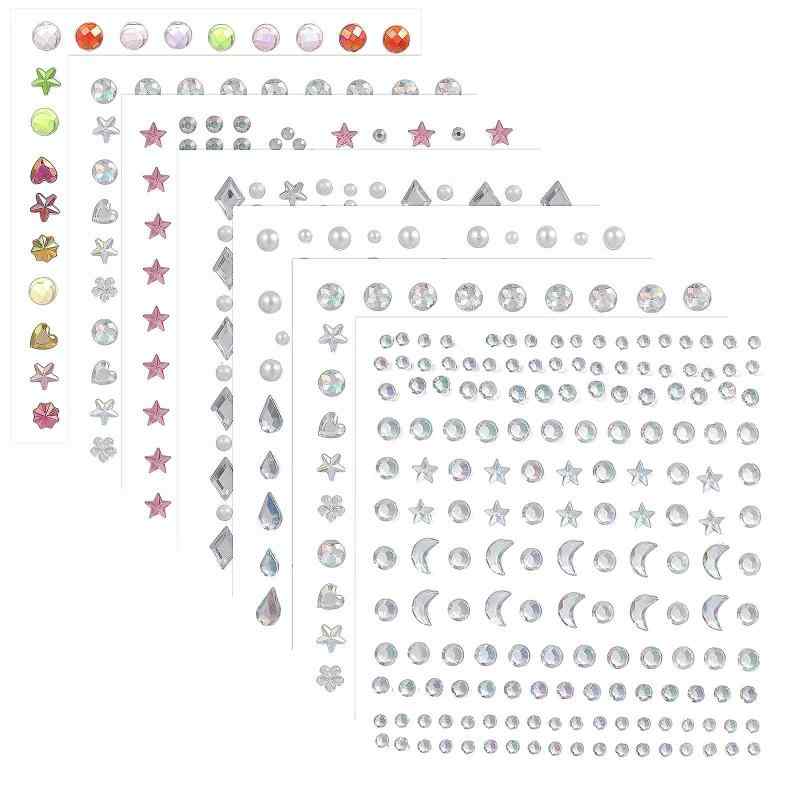 Amosfun ラインストーンステッカー 7枚セット 自己粘着 フェイスライン キラキラ メイクアップシール ジュエル ハロウィン パーティー イベント用