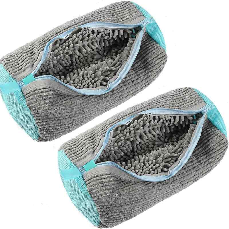 DFsucces 靴用洗濯ネット 2個セット 円筒型 直径19×縦39cm スニーカー 上履き 丸洗い対応 耐久性 ドラム式洗濯機 家庭用 男女兼用(3.0)