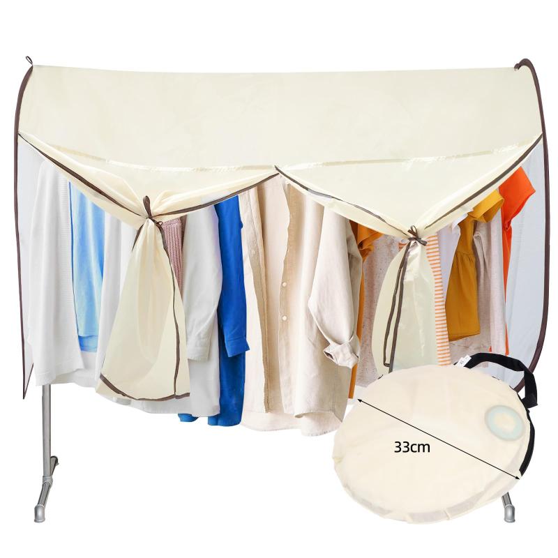 洗濯物カバー 目隠しカバー 120cm 雨よけカバー 洗濯物 物干し ベランダ 屋外 洗濯ネット 物干しカーテン 雨天 日よけ 陰干し ほこり 花粉対策 鳥対策 紫外線対策 コンパクト収納（幅120cm）