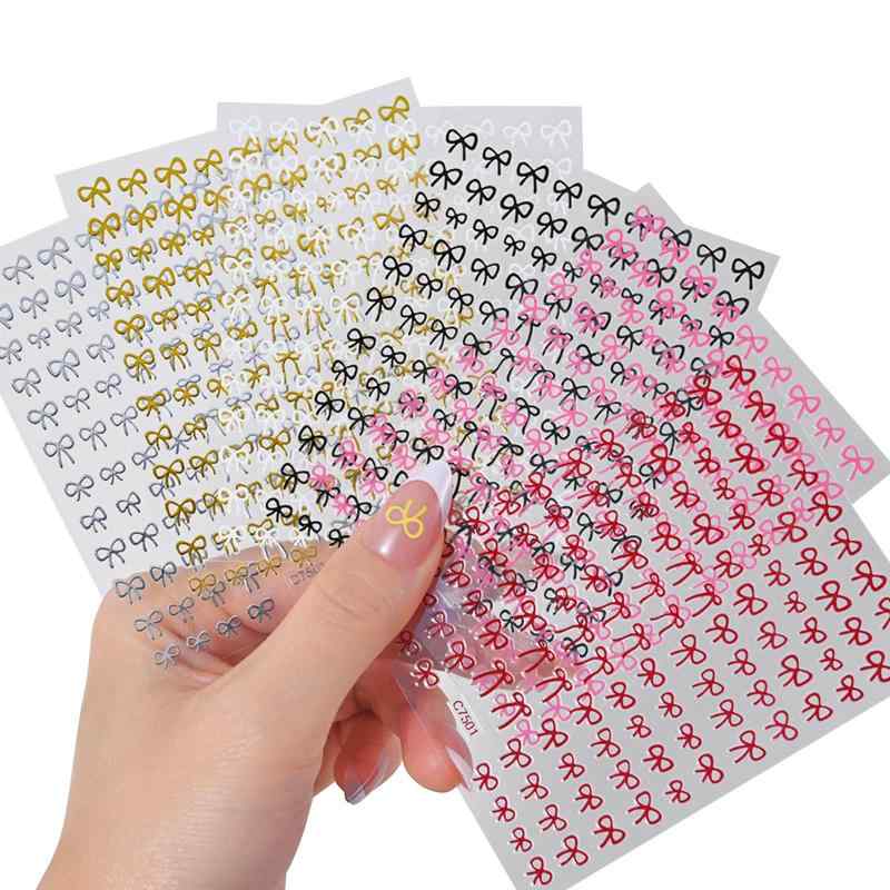 ネイルシール リボン 12枚セット 3D 立体 リボン ネイルパーツ シール 貼るだけ ネイルステッカー おしゃれ ジェルネイル ネイルアートシール デコパーツ ゴールド シルバー 赤 黒 白 ピンク