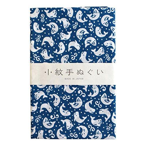 小紋手ぬぐい くじら 33cmx90cm 青 MYM33358 手芸・ハンドメイド用品