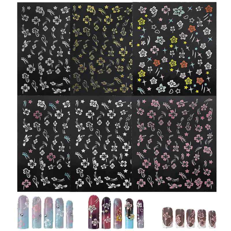 SensaBliss 3D浮き彫り ネイルシール リボン 花びらデザイン ネイルステッカー 蝶結び 可愛い 極薄 ジェルネイル ネイルアート シール ..