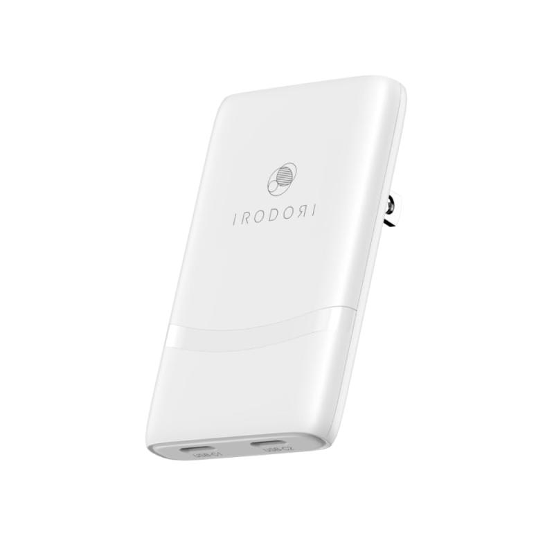 IRODORID 薄型 65W ACアダプター 急速充電 Type-C 2ポート GaN 超軽量99g 折りたたみ式プラグ 海外対応 スマホ/ノートPC 対応 高出力