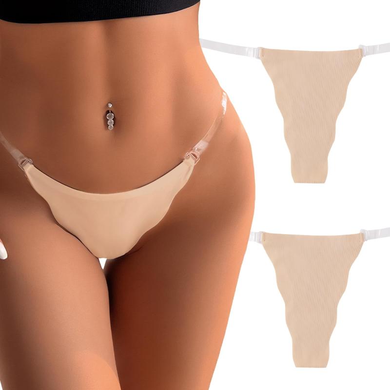 [Maeau] アンダーショーツ レディース 水着用インナー 透明ストラップ マイクロ tバック ショーツ タン..