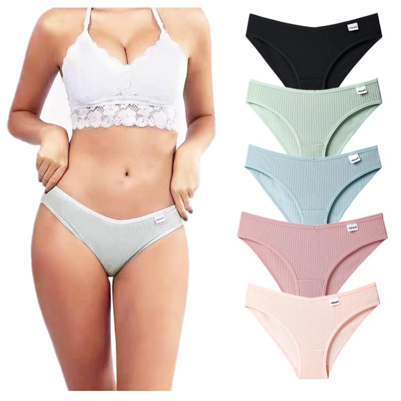 [TUOTISI] ショーツ レディース 女性下着 綿 ストレスフリー ハーフバック ブラジリアンショーツ パンティー 伸縮性 通気性 女性 レギュラーショーツ 5枚セット