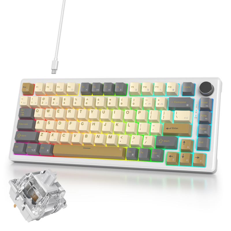 Ussixchare メカニカルキーボード 有線｜キーボード ゲーミング｜ボリュームノブ搭載｜ゲーミングキーボード 75%カスタム｜ガスケットマウント構造・RGBバックライト・ソフトウェア対応