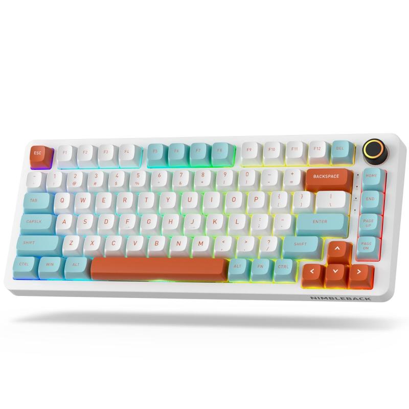 LTC Nimbleback NB832 ワイヤレス 75% ガスケット メカニカル キーボード、トライモード BT5.0/2.4G/USB-C 有線、ホットスワップ可能な 82 キー RGB ゲーミング キーボード (ソフトウェアと 5 層パッド付