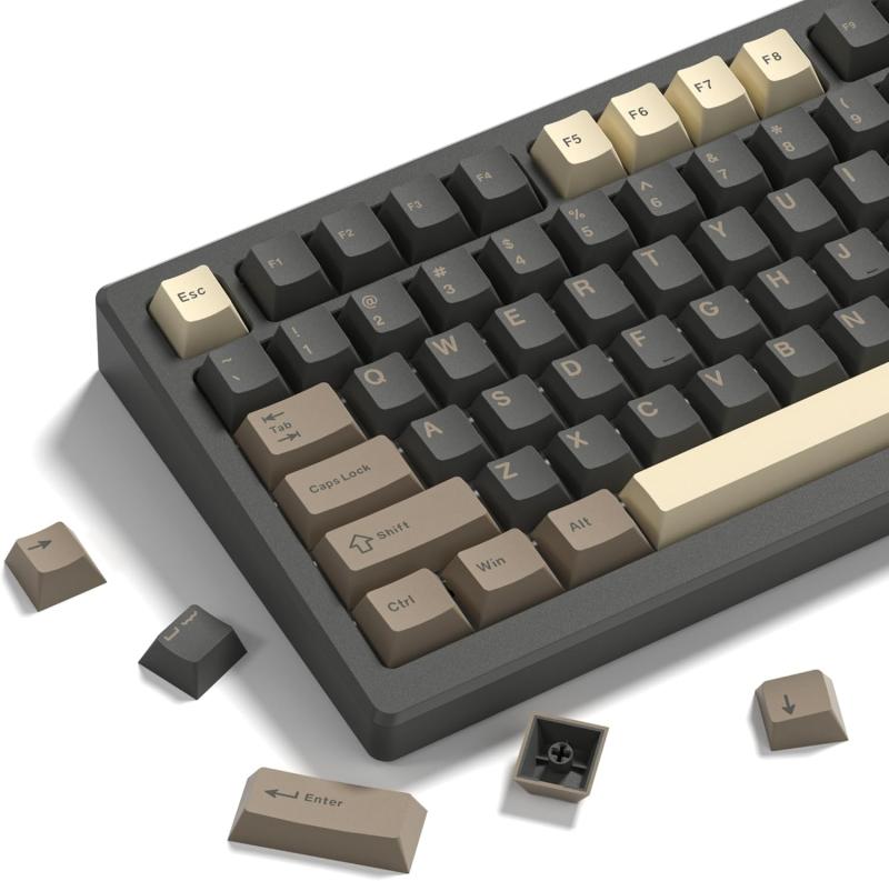 Rakuten - Womier ダブルショット PBT キーキャップセット、チェリープロファイル、138キー、60/65/75/100% メカニカルキーボード用、レトロゲーミングスタイル