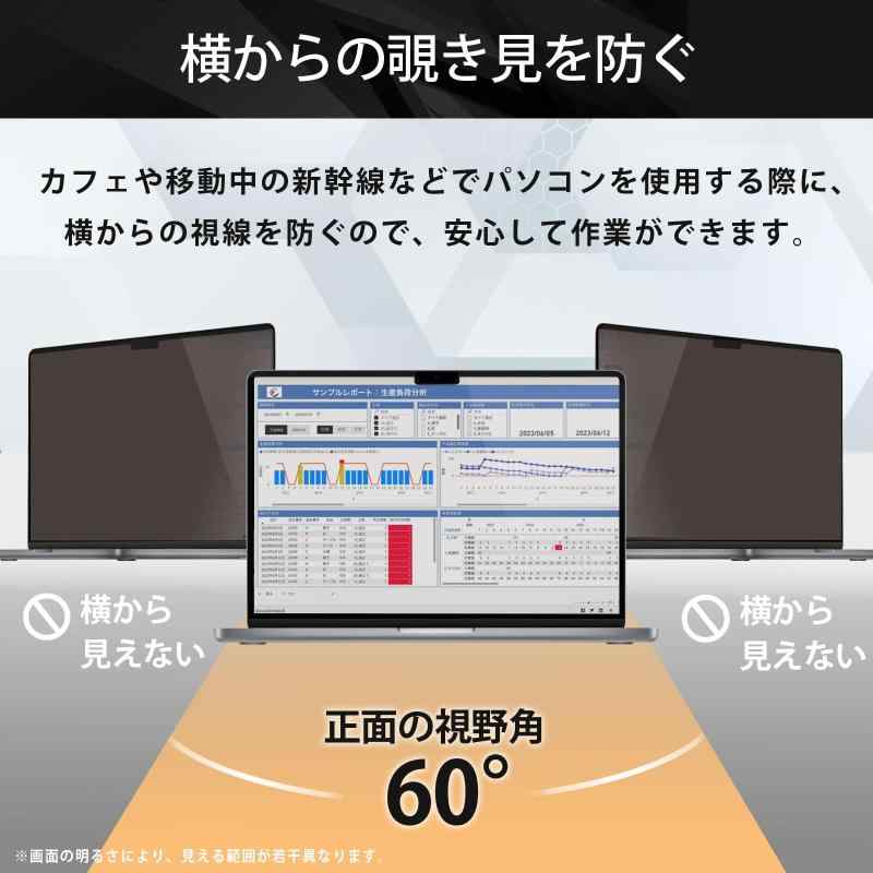 Lifeinnotech MacBook Pro 14インチ 2026 M5 Pro/Max 2025～2021年モデル マグネット式 覗き見防止フィルター プライバシーフィルター 液晶保護フィルム ブルーライトカット アンチグレア 両面使用 着脱 3