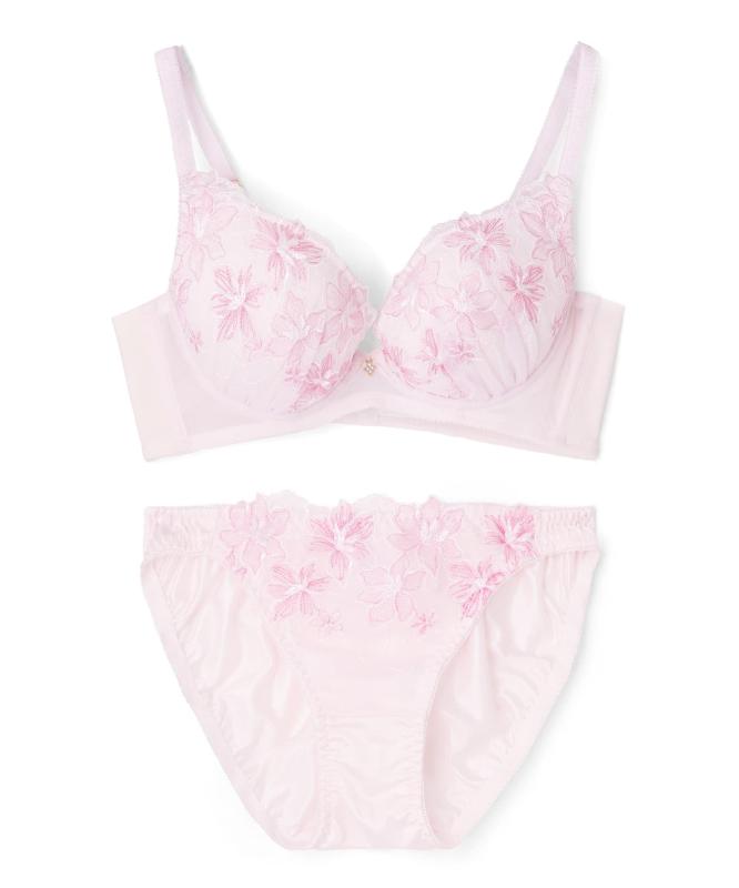 [ノーザリー] インナーセット 【楽ちんフィットシリーズU字】 フローラルガーデン刺繍ブラショーツSet B～Fカップ レディース