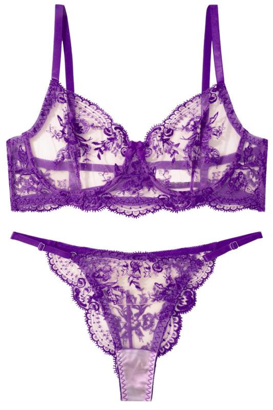 [Maeau] レディース インナー セット メッシュ 花柄刺繍 ランジェリー リボン ブラジャー Tバック マイクロビキニ シースルー 細ストラップ パンティー 美尻 美胸 バストアップ 水着 プレゼン