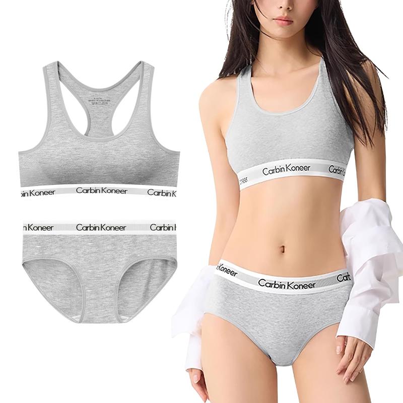 [VIVIMODA] ブラジャー ショーツセット 綿 スポーツブラ 上下セット 下着 レディース【揺れを抑える・ずれにくい・蒸れにくい】 バストアップ 美胸ナイトブラ ノンワイヤーブラ 夜間＆スポー