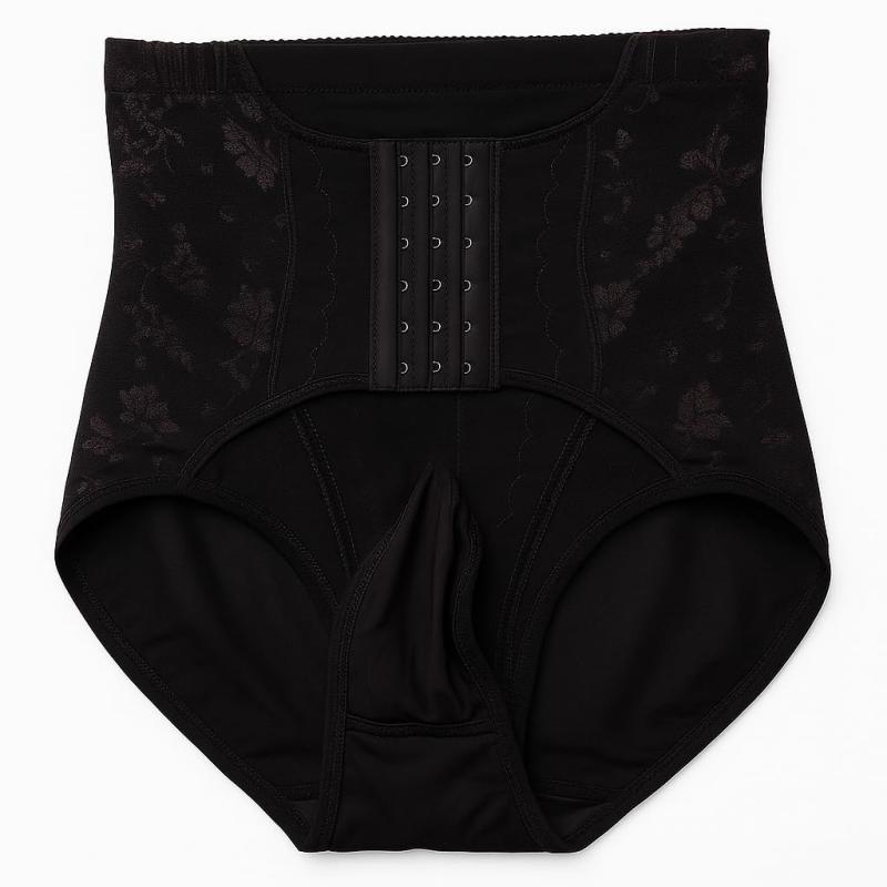 メンズガードルショーツ 男の娘 くびれ お腹 ハイウエスト 補正下着 花柄 レース 前開き コルセット お尻 腹部 穴あき コスプレ オトコの娘パンツ