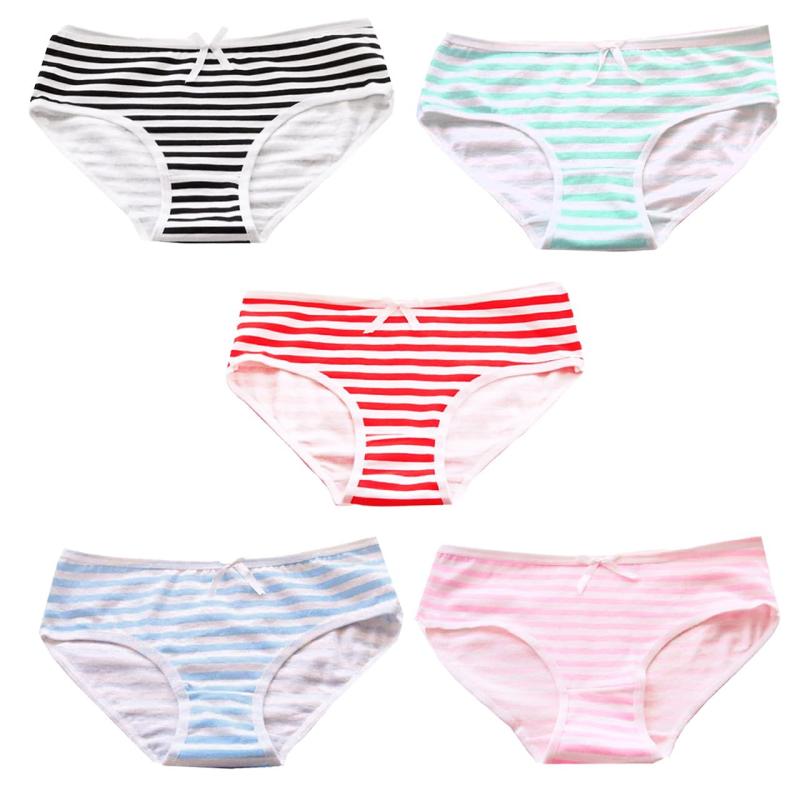 [レックス スタンダード] ボーダー 綿 ショーツ 5枚セット リボン ローライズ コットン パンツ 下着 マリン レディース PS111S05