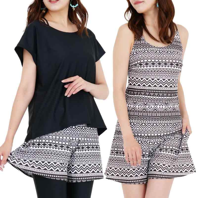 [RUBKA] 水着 レディース 体型カバー 5点 セット ヨガ タンキニ Tシャツ パンツ レギンス ショーツ SUP ヨガ