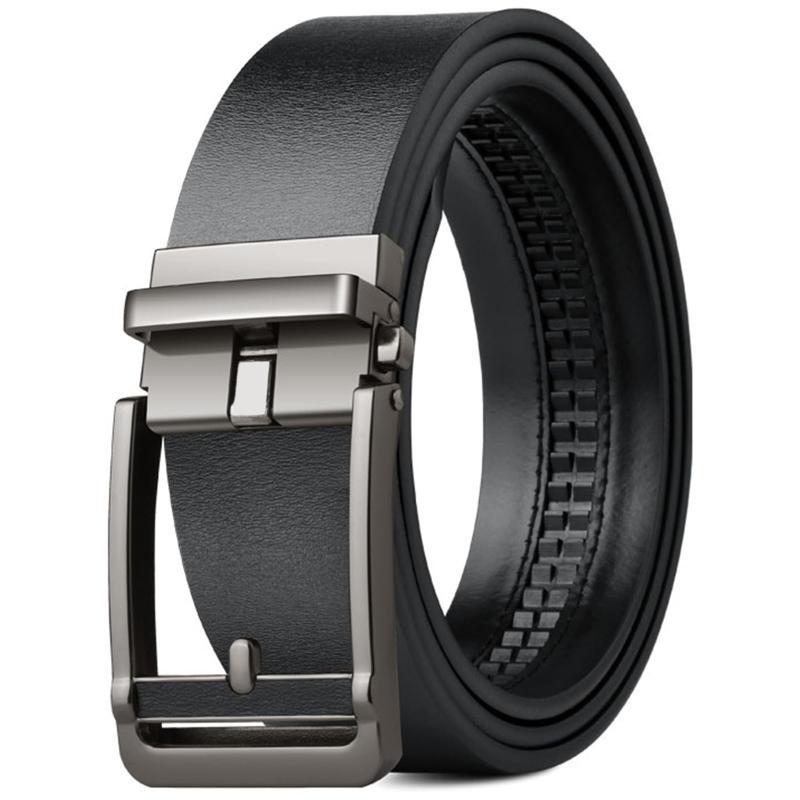 [Roypad] メンズ ベルト 本革 穴なしラチェット式 無段階調整 オートロック式 ビジネス スーツ用 紳士用 高級レザー 35mm幅