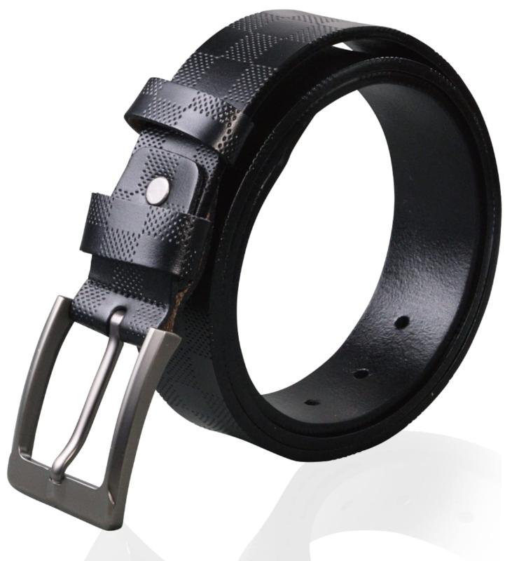 [Harewith] ベルト メンズ カジュアル ゴルフ 本革 大きいサイズ 長さ調整可能 市松模様 チェック柄 父の日