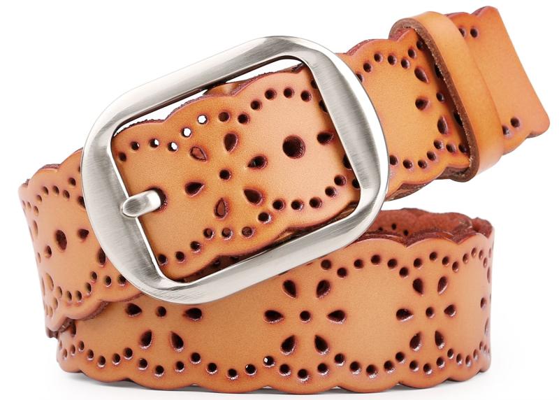 （ジャスグッド） 本革 ベルト レディースベルト牛革 軽くて 柔らかい カジュアルベルト 花柄 レザーベルト プレゼント