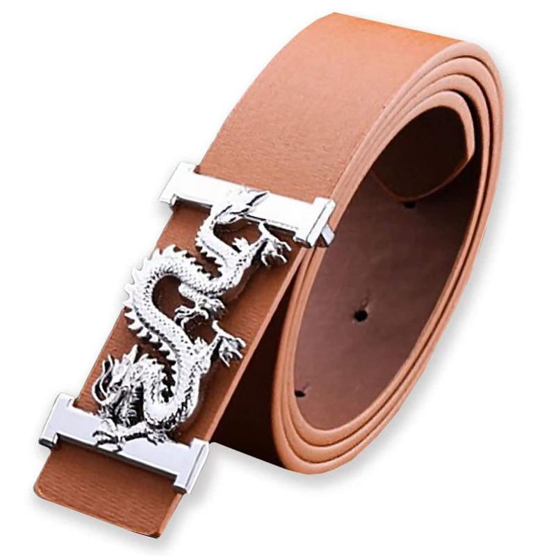 ONE LIMITATION(ワン リミテーション) ドラゴン 龍 バックル レザー ベルト 和柄 カジュアル 革 シルバー メンズ BP002