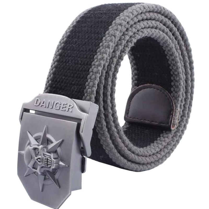 ONE LIMITATION(ワン リミテーション) ドクロ バックル 編み込み ベルト カジュアル 迷彩 フリーサイズ メンズ BP001