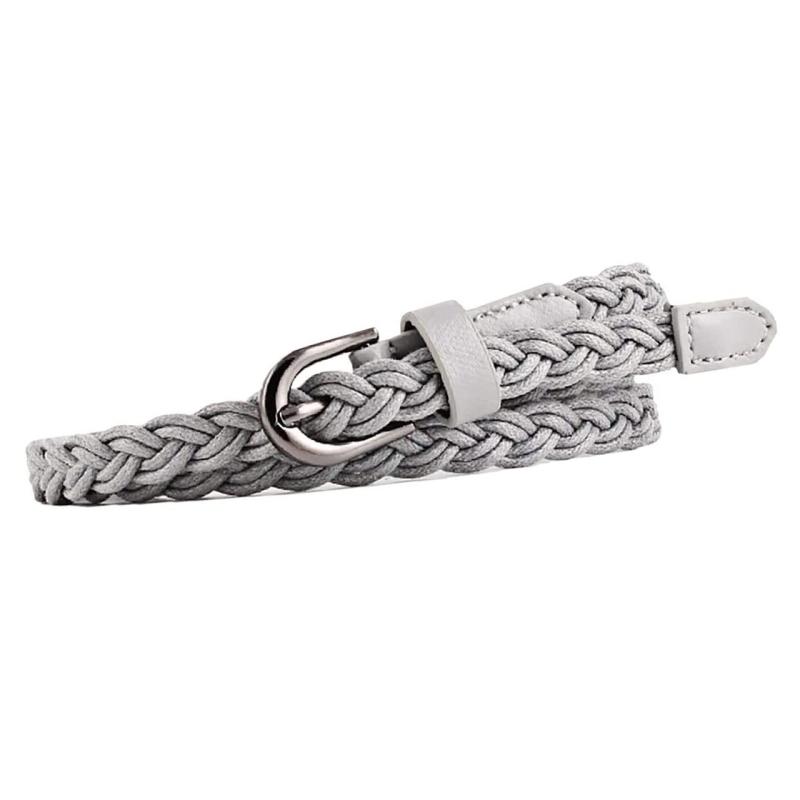 ONE LIMITATION(ワン リミテーション) レザー 編込み 細 ベルト シンプル 革 PU カジュアル レディース BP012