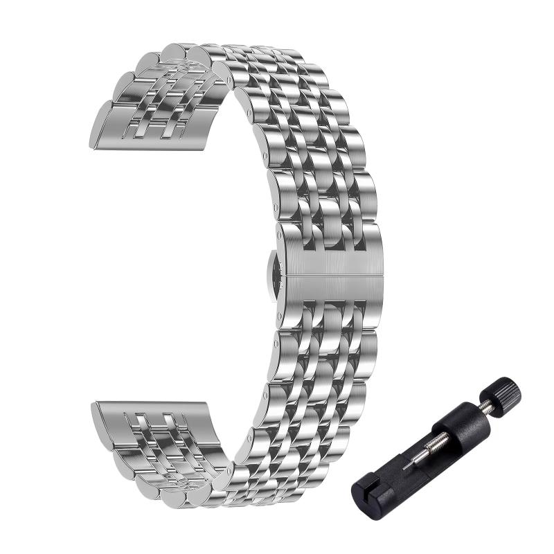 [Hinnwer] 時計バンド ベルト20mm / 22mm 交換バンド ステンレス製 20ミリ 22ミリ 腕時計バンド 金属バンド ストラップ ビジネス風 交換ベルトクイックリリースボタンクセサリー 調整工具付き 20mm