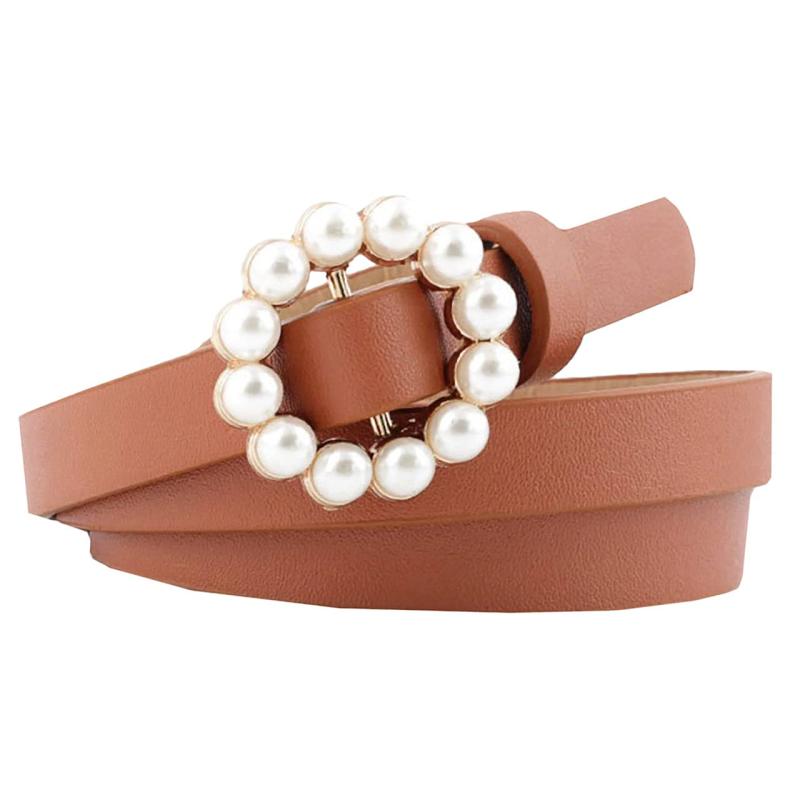 BUZZxSELECTION(バズ セレクション) レディース レザー ベルト パール デザイン カジュアル ファッション 合皮 LBT085