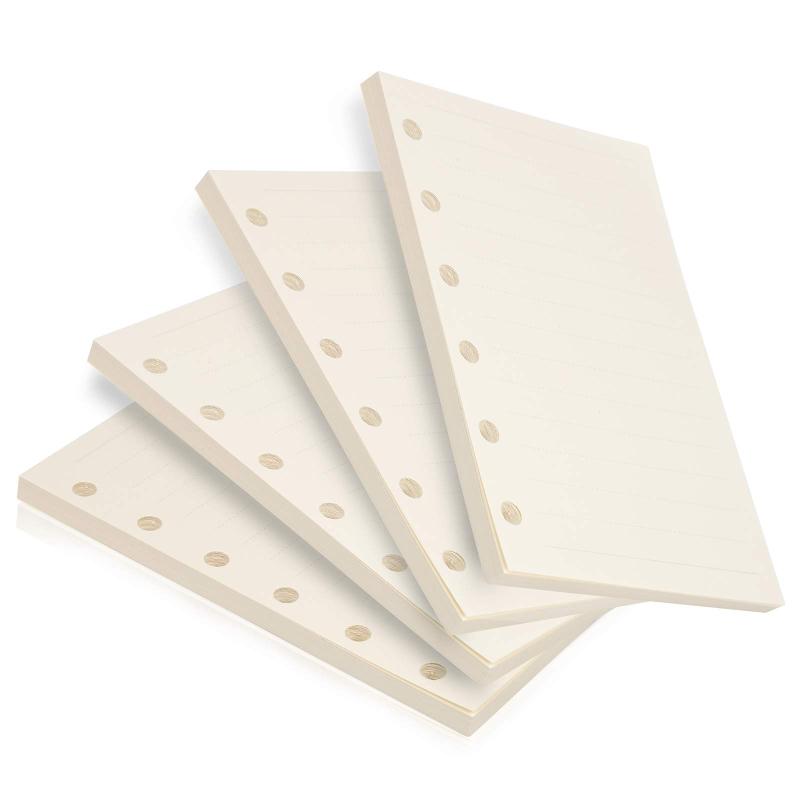 【4冊セット】LEOBRO メモ帳リフィル システム手帳リフィル 手帳リフィル ミニ6穴 A7 ポケットサイズ 横罫7mmクリーム 180枚