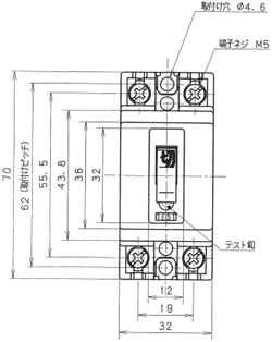 テンパール工業 漏電遮断器　73EC7530　経済タイプ GB-73EC 75A 30mA [￡]
