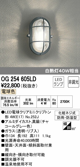 【5/25ポイント最大8倍( SPU)】OG254605LD オーデリック LEDポーチライト(4W)