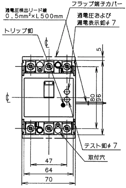 BJW34035 パナソニック 漏電ブレーカーBJW-N型(50AF 3P2E 30mA 40A)のサムネイル