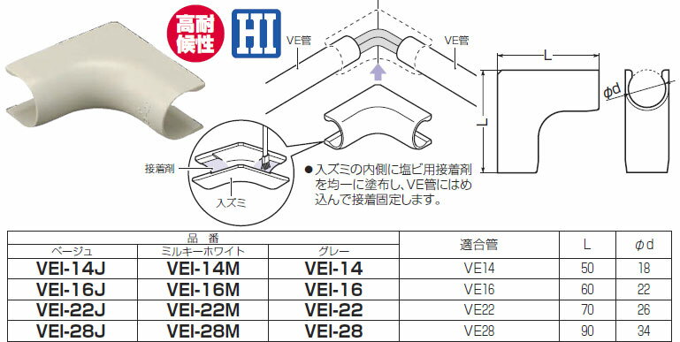VEI-16J 未来工業 VE管カバー入ズミ(ベージュ)(10個入)