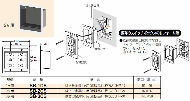 SB-2CS 未来工業 遮音カバー(ボックスレスタイプ)