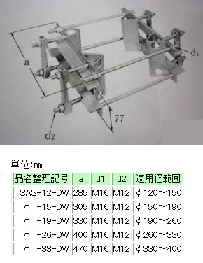 SAS-15-DW イワブチ 抱アーム用金物(Φ150～Φ190)