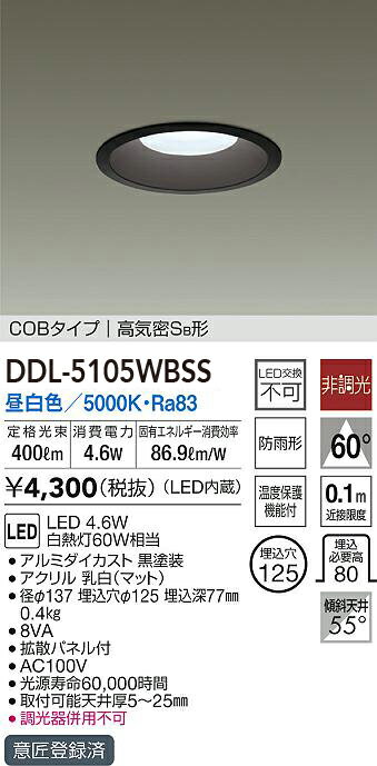 y5/15|Cgő9{(+SPU)zDDL-5105WBSS d@ pLED_ECg 125 F