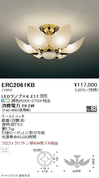 ERC2061KB 遠藤照明 シャンデリア【ランプ別売】